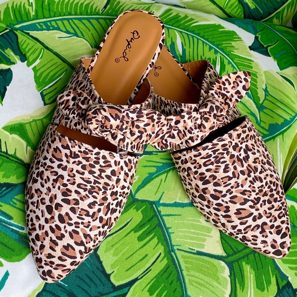 Leopard Print Loafer Mules